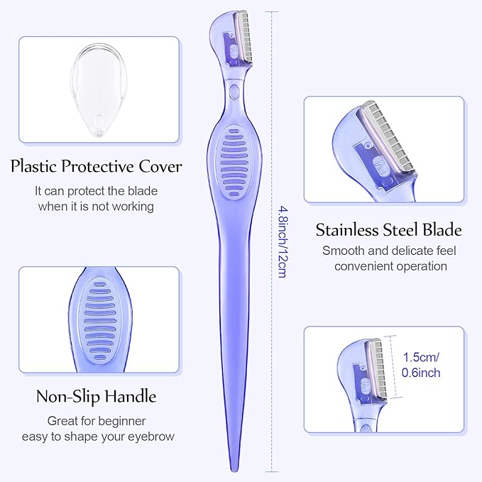 Mudder 21 Pcs Eyebrow Razor Eyebrow Shaver Facial Razor Multipurpose Face Trimmers with Precision Cover for Women Makeup Care Tools(Rose Red, Blue, Purple)