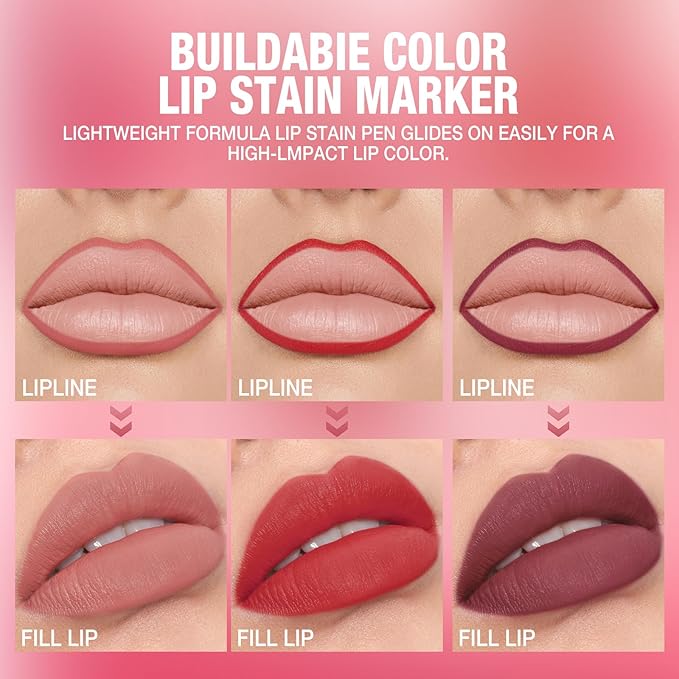 LANGMANNI 4Pcs Sculpting Matte Velvet Lip Liner Set,Smooth Creamy Texture,Waterproof And High Pigmented For Girls Daily Application Lip Makeup(1+2+3+4)