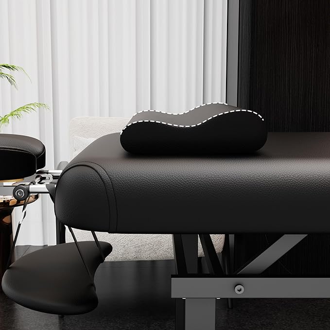 pouseayar Heavy Duty Electric Stationary Massage Table with Backrest Adjustable and Storage Space for Treatment/Medical Spa/Facial/Beauty/Massage Bed and More - 30 Wide x 75 Long - Black