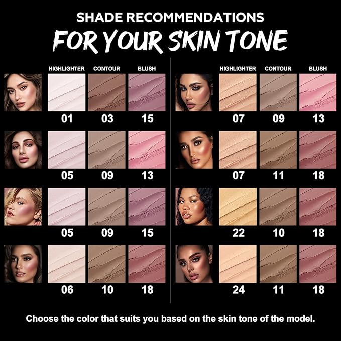 FOCALLURE 3PCS Cream Contour Stick - Highlighter Bronzer Blush Set for Face Sculpting, Non-Greasy Longwear Makeup, Easy to Blend with Natural Matte Finish,SET 3