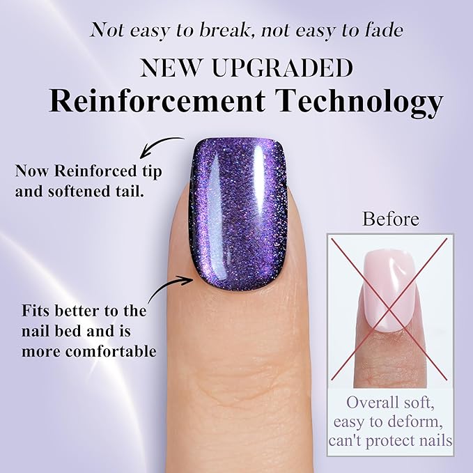 Cat Eye Press on Nails Short 5 Styles, Jofay Fashion 160Pcs Salon-Like Fake Nails with Glitter Chasing Light Cat Eye Designs, Christmas Artificial Acrylic Nails Glue on Nails Stick on Nails for Women