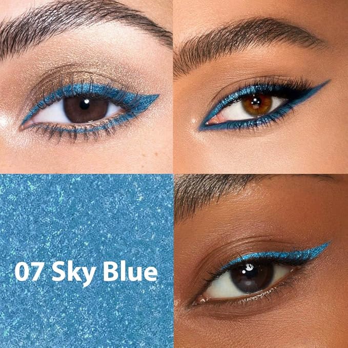evpct 2Pcs Sky Royal Cobalt Cold Blue Color Gel Glitter Eyeliner Pencils Set for Women Waterline Waterproof Smudge Proof lapiz de ojos delineador de ojos contra el agua Eye Liner Makeup