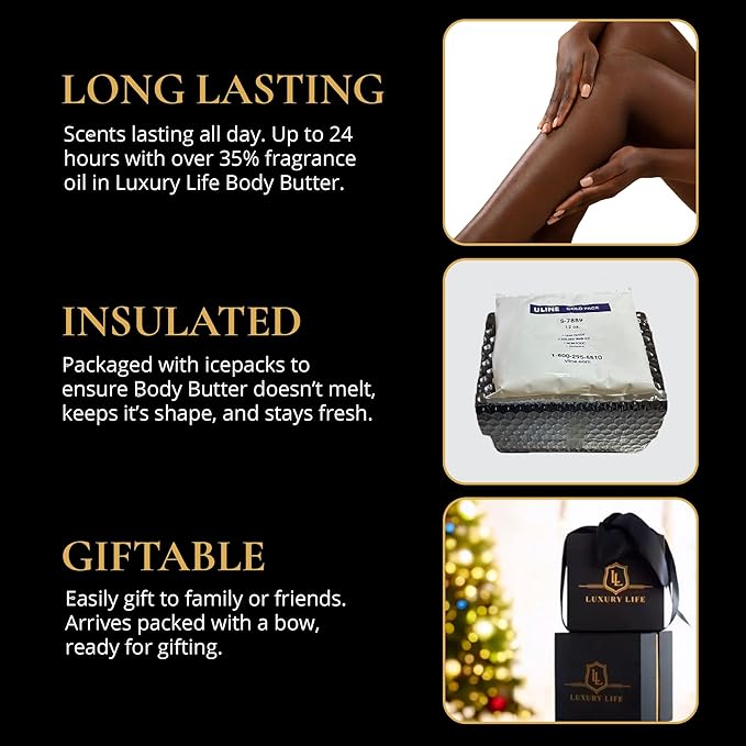 LUXURY LIFE Bed Butter - Scented, Luxurious Body Butter With All-Natural Hyaluronic Acid For Soft, Glowing, Hydrated Skin For Men & Women - Suitable For All Skin Types - Luxury Scent, 5 oz