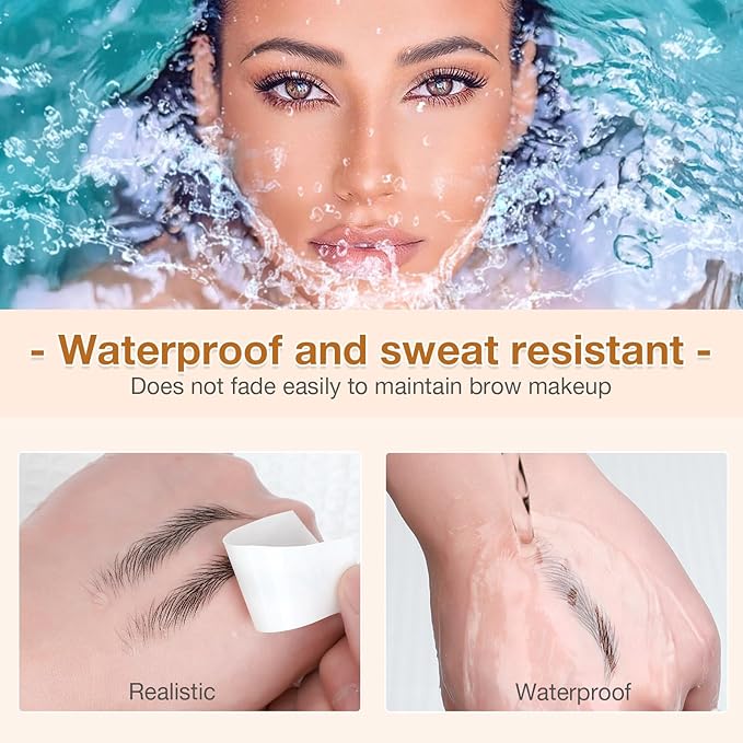 20 Sheets 240 Pairs Eyebrow Tattoo Sticker Waterproof 4D Hair-Like Natural Fake Tattoo Eyebrows Transfers Stickers Peel Off Brows Grooming Shaping Sticker in Vibrant Miami,Black