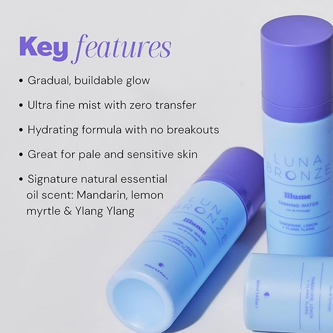 Illume Tanning Water - Liquid, Natural & Organic, Vegan Friendly, Cruelty Free, For All Skin Tones, Light-Medium Glow, Hydrating & Nourishing