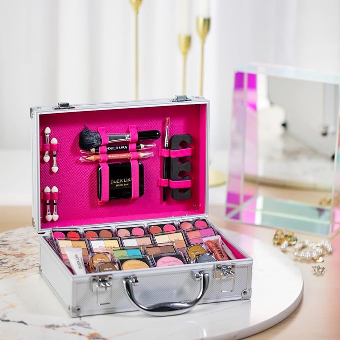 Makeup Kit for Girls and kids 8-12 Carry All Makeup Train Case with Pro Makeup for Teens Women Full Starter Cosmetics Set (SILVER)