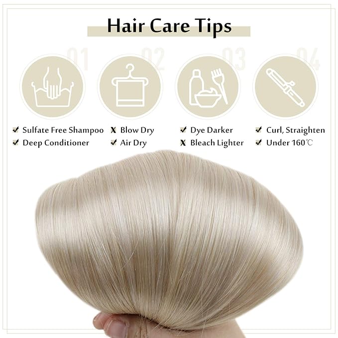 Full Shine Platinum Blonde Hair Extensions 20 Inch Blonde Clip in Hair Extensions for Dying for Dance 120 G 7 Pcs