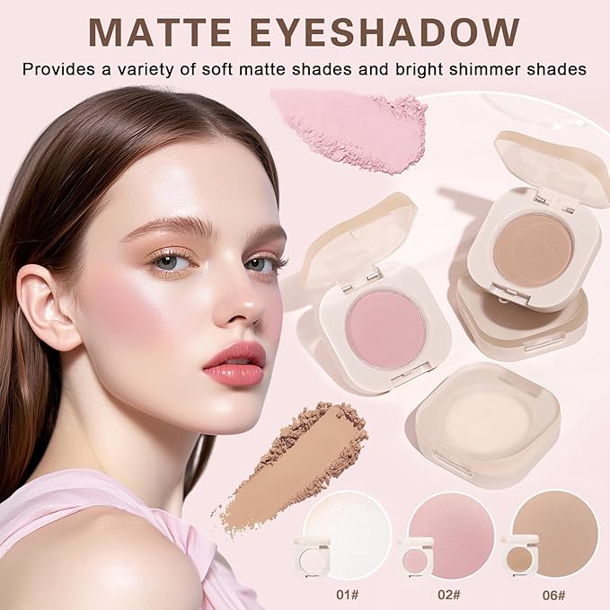 Single Eyeshadow,Lightweight Matte Eye Shadow Palette,Ultra-fine Smooth Powder,Blendable Formula,Daily Matte Eyes Makeup,Sombras de Ojos Profesional (01 Moonlight)