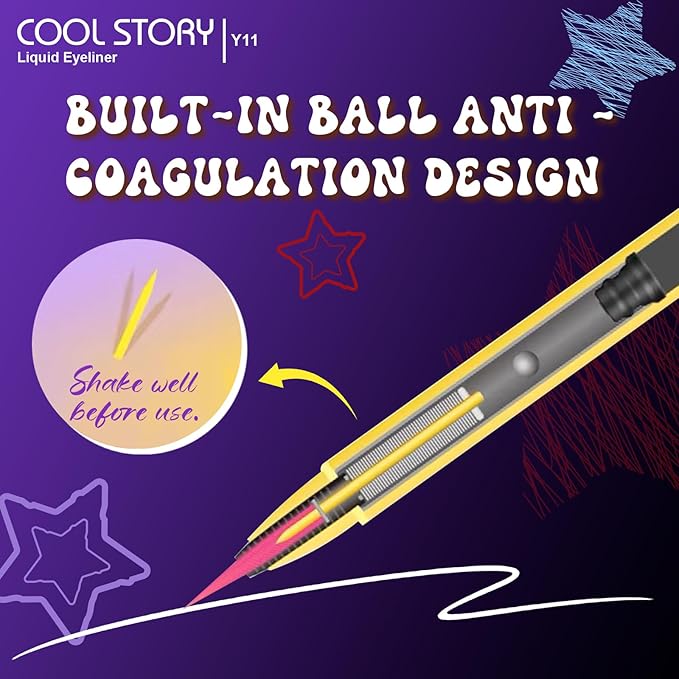 COOL STORY Liquid Eyeliner Waterproof Smudge Proof Eye Liner, 24H Long-Lasting, 0.6ml/0.02 fl.oz Brown