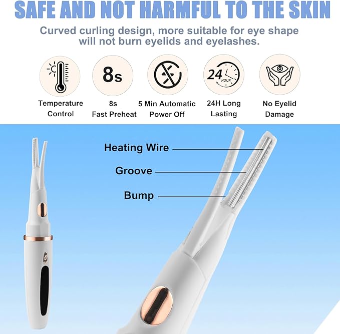 Heated Eyelash Curlers - 2 in 1 Clip- Type Heated lash Curler Best Seller Electric Eyelash Curler LED Display 3 Temp Settings for Makeup Tools USB Rechargeable Natural Curling 24H Long Lasting 9DC