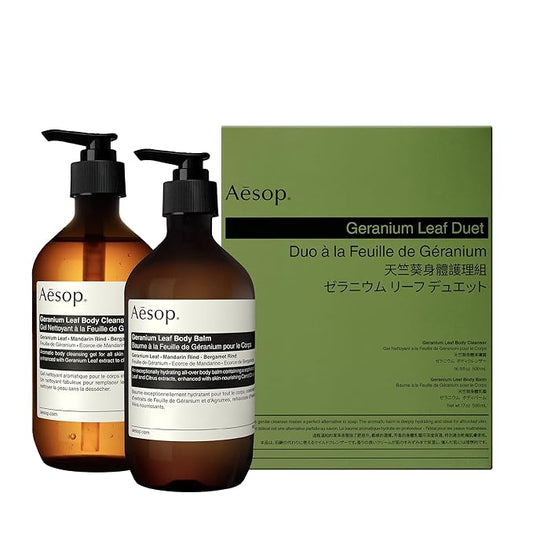 Aesop Geranium Leaf Duet | Gel Body Cleanser & Body Balm | Aromatic Pairing For Cleansed and Supple Skin | Paraben-Free, Cruelty-Free & Vegan |16.9 oz + 16.5 oz