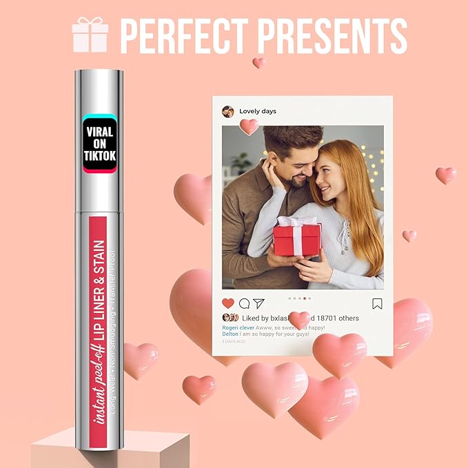 iMethod Lip Stain - Lip Liner Stain, Lip Stain Peel Off with Tweezer, Long Lasting Natural, Waterproof, Easy to Use, Stay On All Day, PLUMPED