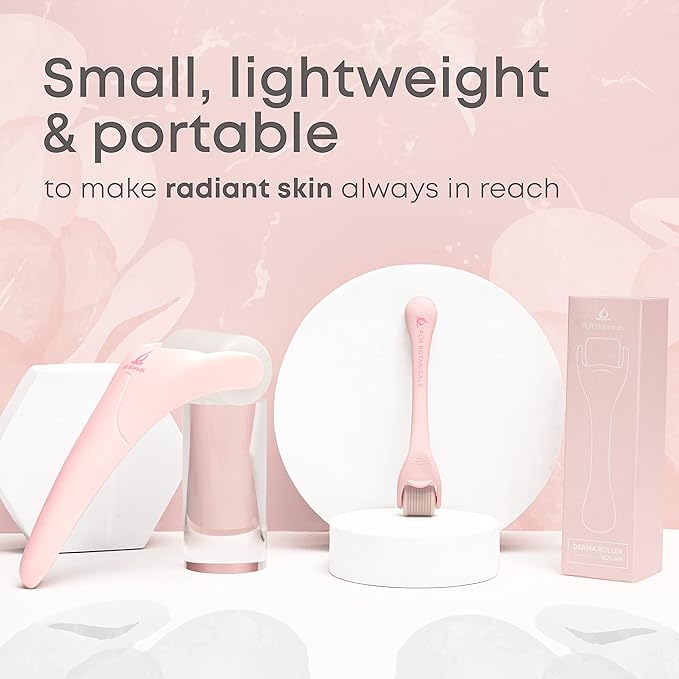 Derma Roller & Ice Roller 2 in 1 for Beard Hair Skin Face 540 Titanium.25mm - Self Care Gifts Facial Skin Care Tools…