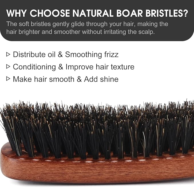 BESTOOL Hair Brush, Boar Bristle for Women Men, Detangling & Styling, Natural Bristles for Thin, Fine Hair