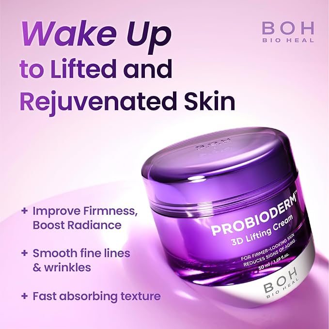 BIOHEAL BOH Probioderm 3D Lifting Cream 1.7 fl oz | Advanced Korean Anti-Aging Probiotics Facial Night Cream Moisturizer with 17-Peptide Complex & Patented Probioderm for Wrinkles on Face and Neck
