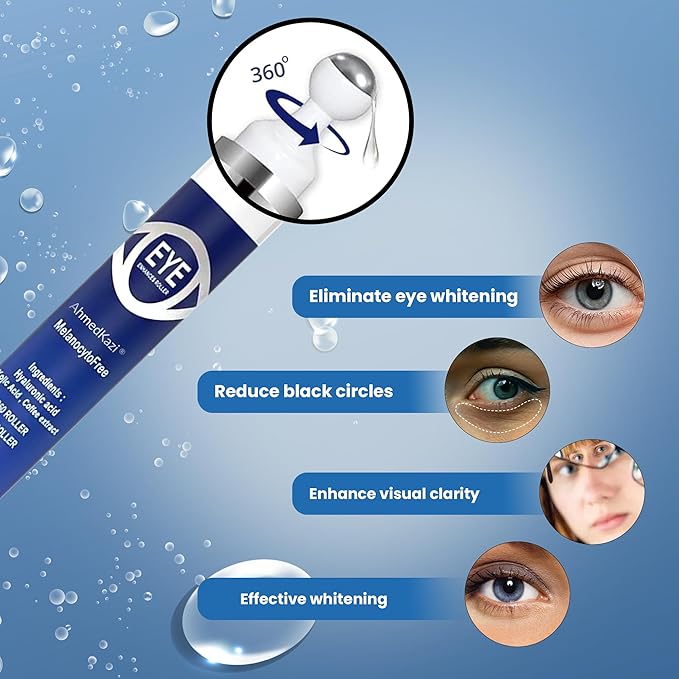 5% Caffeine Eye Serum and Under Eye Roller Cream with 360° Massage Ball for Dark Circles and Puffiness | Under Eye Bags Reduce Wrinkles & Fine Lines | Suitable for All Skin Types | Aloe Scented