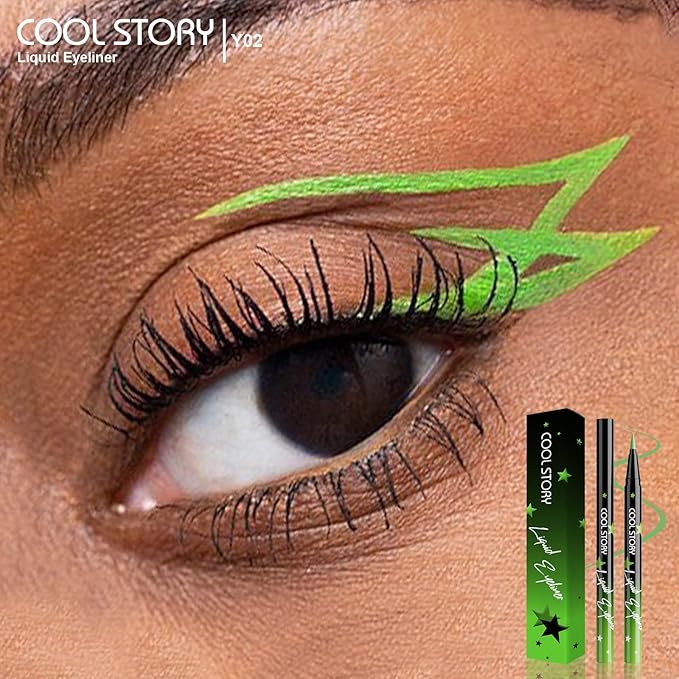 COOL STORY Liquid Eyeliner Waterproof Smudge Proof Eye Liner, 24H Long-Lasting, 0.6ml/0.02 fl.oz (Green)