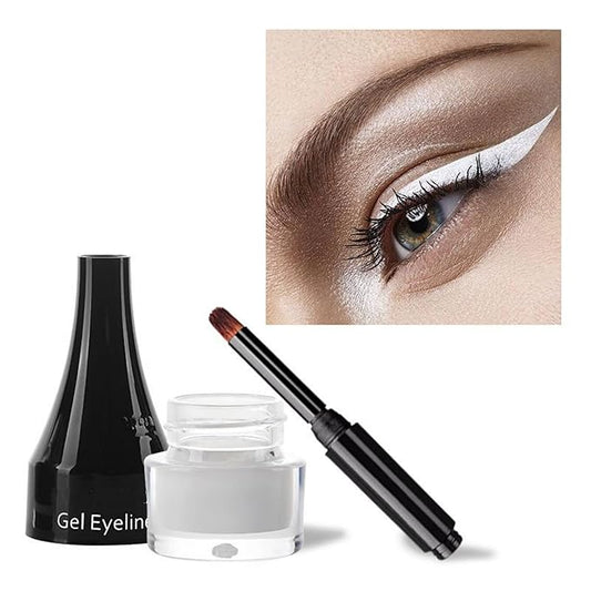 MAEPEOR Gel Eyeliner 10 Colors Smooth Cream Matte Eyeliner Gel Longlasting Waterproof and Smudgeproof High Pigment Eyeliner with Brush (01 White)