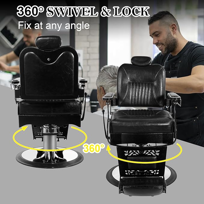 Vintage Barber Chair Heavy Duty Hydraulic Barber Chair Reclining Salon Chair for Hair Stylist Tattoo Chairs Stylist Chair Salon Equipment
