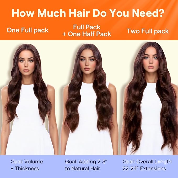 Full Shine Brown Hair Extensions Clip in Human Hair 22 Inch Dark Brown Ombre Caramel Blonde Hair Clip in Extensions Invisible Brazilian Hairpiece for Women 7 Pcs 120 G