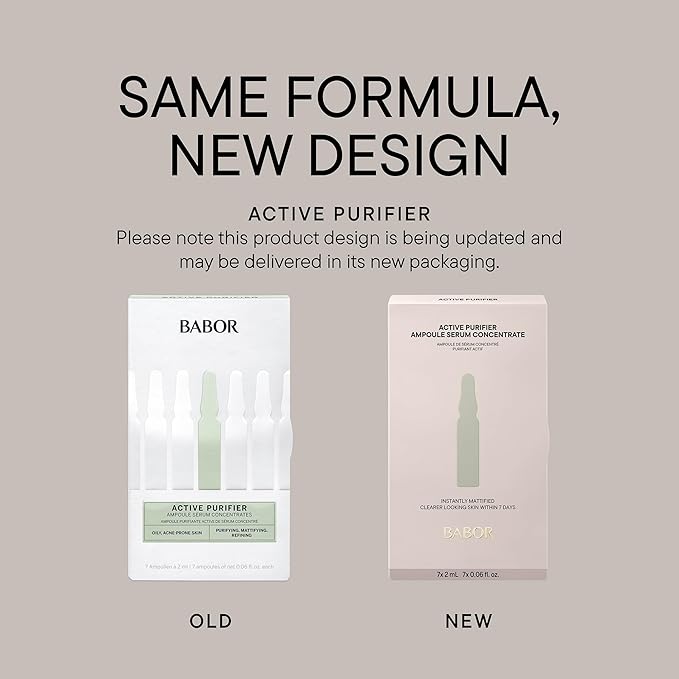 BABOR Active Purifier Ampoule Concentrates for Face with Tea Tree Oil, Refine, Purify, Revitalize Dull and Dry Skin, Clean & Vegan, Results in 7 Days