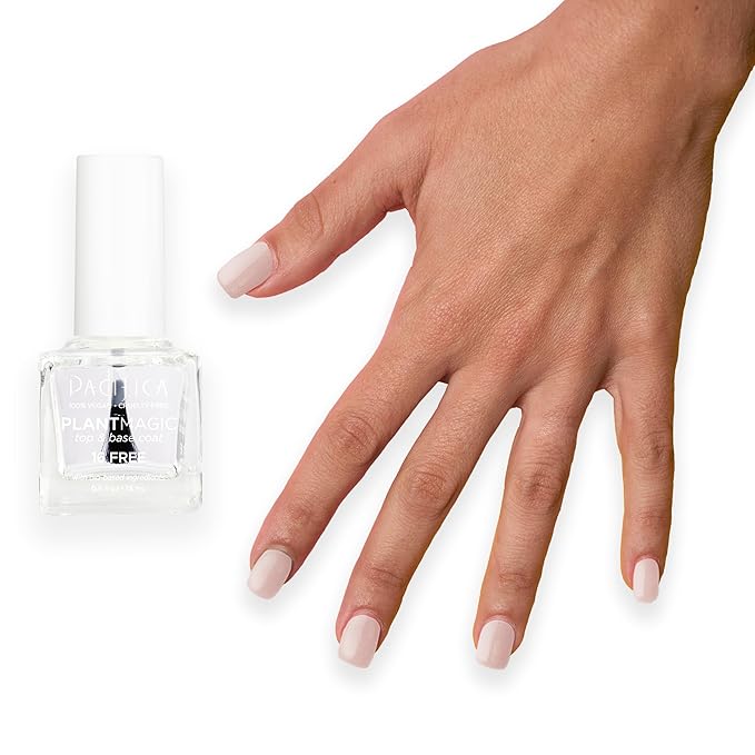 Pacifica Natural Base and Top Coat Breathable Clear Coat, Long-Lasting for Glossy Nails, Vegan & Cruelty-Free
