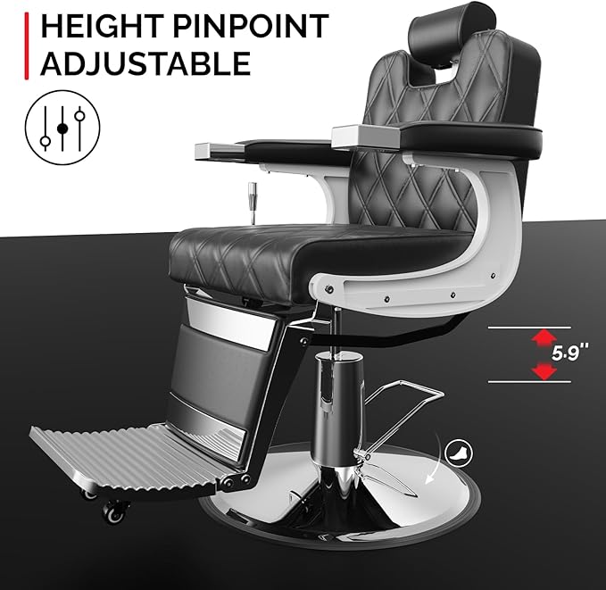 OmySalon Vintage Barber Chair All Purpose Wide Seat, 360° Swivel,Reclining Salon Chair Heavy Duty for Barbershop Beauty Spa Shampoo
