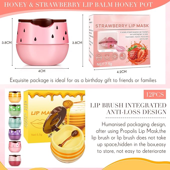 12 Pcs Bee Lip Balm Honey