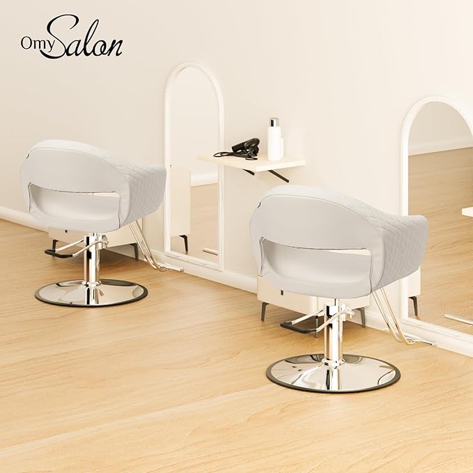 OmySalon Barber Chairs for Barbershop Styling Chair, Salon Chair for Hair Stylist, Heavy Duty Hydraulic Pump, 360°Swivel with Footrest, Hairdressing Home Beauty Spa Equipment