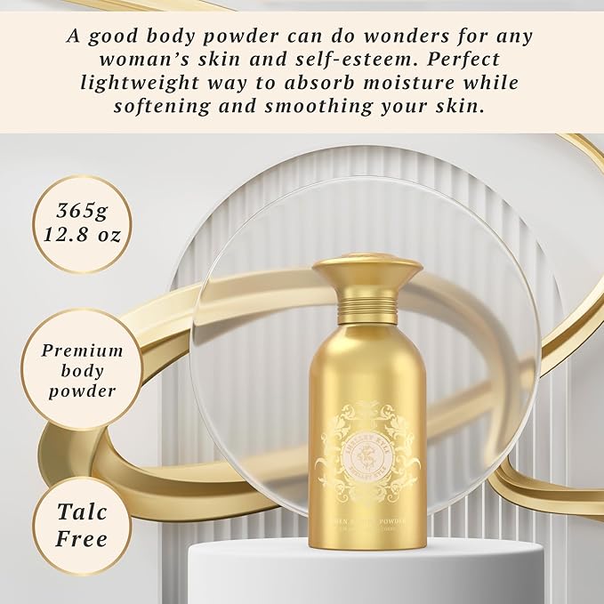 Talc-Free Body Powder for Women for Daily Use and After Bath - Shelley Kyle Signature 365 g (Puff not Included)