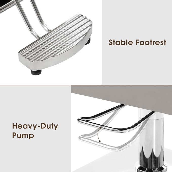 BarberPub Classic Salon Chair for Hair Stylist,Hydraulic Barber Styling Chair,Beauty Salon Spa Equipment 3802 (Grey)