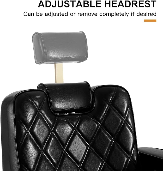 Artist hand All Purpose Barber Chair Wide Backrest Reclining Salon Chair for Hair Stylist Tattoo Chair Makeup Chair for Salon Equipment (Gold)