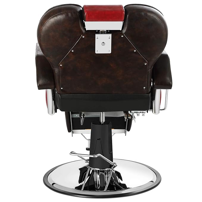 Artist hand Barber Chairs for Barbershop Heavy Duty Barber Chair Reclining with Headrest, 360 Degree Swivel Salon Chair for Hair Stylists, Tattoo Artists, Cosmetologists, Red and Brown