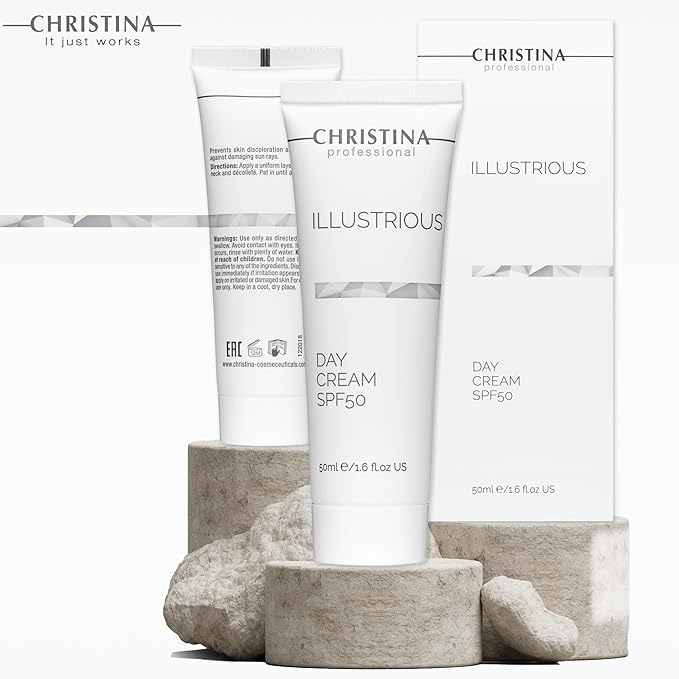 Christina - Illustrious - Day Moisturizer with SPF 50 – Sunscreen Cream for Face with Advanced Hydration and Sheen Support – Moisturizing Cream for Radiance & Tone – Daily Use for Neck & Face – 50ml