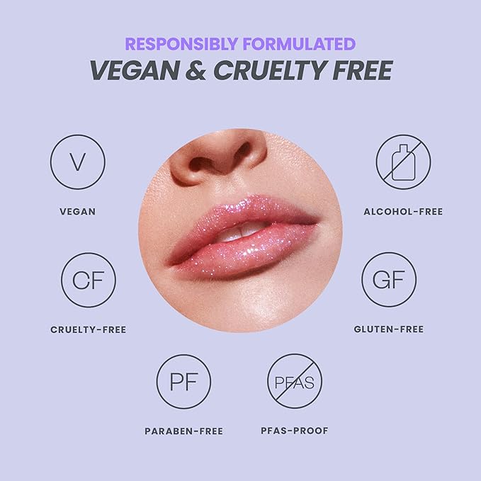 Wonderskin Lip Gloss Blading Top Gloss, Clear Glitter Lip Gloss, Hydrating and High Shine Finish Lip Makeup (Holographic)