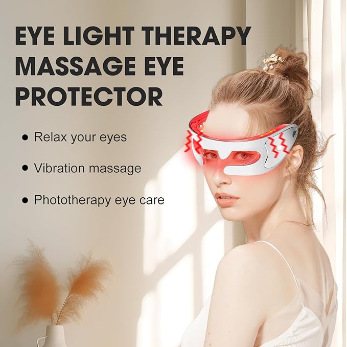 LED Red Light Therapy Eye Device, 3 Modes Red Light Eye Mask for Anti-Aging, Skin Rejuvenation, Dark Circles and Wrinkles