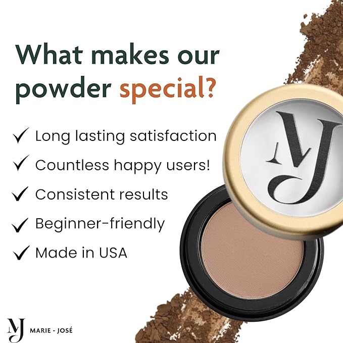 Light Brown/Taupe Eyebrow Powder – Long-Lasting, Waterproof, Smudge-Proof Brow Powder for Natural, Defined Brows – Vegan & Cruelty-Free Eyebrow Makeup by Marie-José
