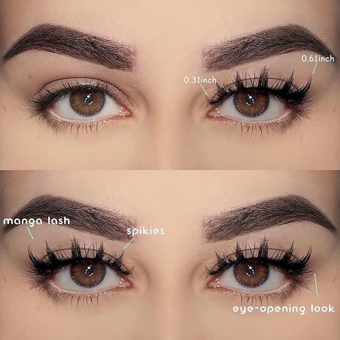 Manga Lashes Natural Anime Lashes Doll Spiky Eyelashes Mink Cosplay Eye Lashes Short Manhwa Lash Pack Strip Eyelash (Manga Lash | 8-16mm)