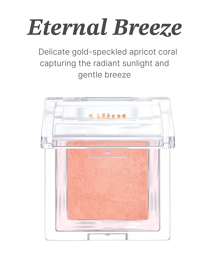 Glint Baked Blush (Eternal Breeze, 0.08oz) - Long-Lasting, All-Day Face Blush Powder for a Natural Look. Korean Skin Care, Korean Makeup. Blendable Color for Eyes, Cheeks & Body.