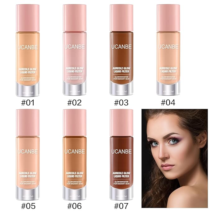 UCANBE Halo Glow Liquid Filter, Face Complexion Booster For Radiant Skin All Day Longwear, Soft-Focus Look Sodium Hyaluronate Vegan & Cruelty-Free - 0.91OZ Medium Tan