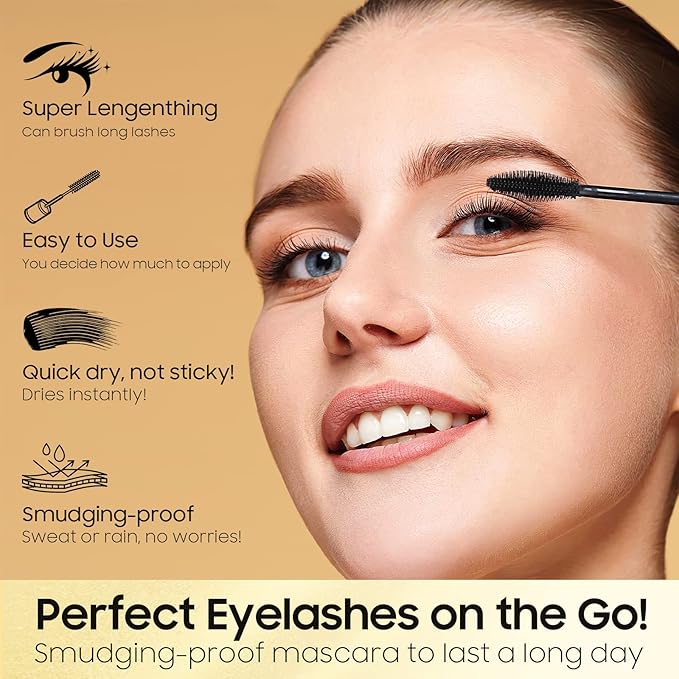 Waterproof & Long-Lasting Tubing Black Mascara, Defining and Lengthening Tubing Mascara Create Beauty Charming Eye Make up | Vegan & Cruelty Free (Pack of 1)