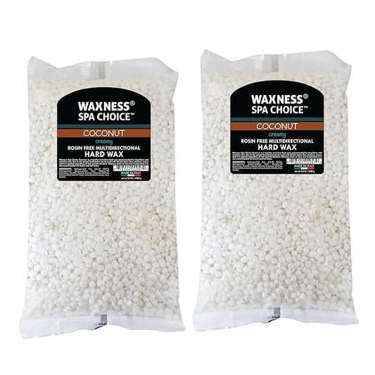 Waxness Spa Choice Rosin Free Multidirectional Hard Wax Coconut 2.2 lb / 1 kg Pack of 2 (4.4 lb)