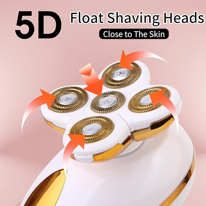 Electric Razors for Women, 5 in 1 Painless Rechargeable Dusk Shaver Womens, Women's Shavers Everything, Lady Leg/Bikini/Face Hair Removal Products, Female Wet Dry Shaving Machine