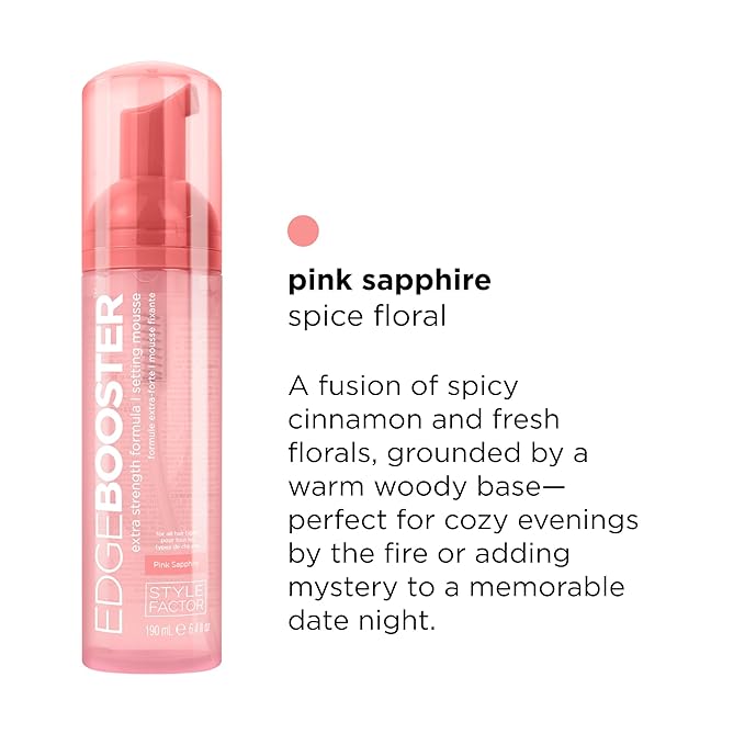 Style Factor EDGE BOOSTER Extra Strength Setting Mousse – Frizz Control, Extra Volume, and Conditioning – 6.4oz Pink Sapphire Mousse for Curly Hair