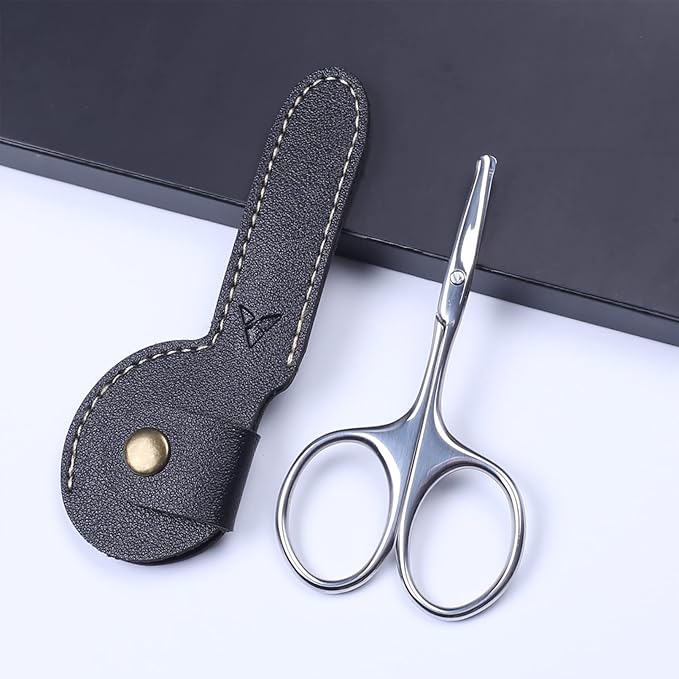 3.75" Nose Hair Scissors, Round Tip Small Facial Mustache Scissors for Men's Trimming