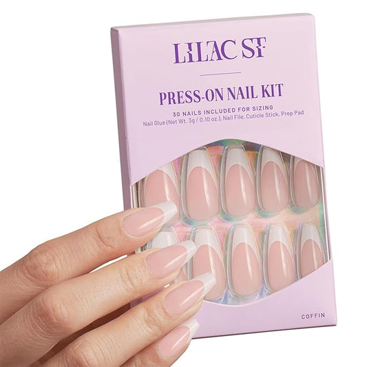 Lilac St - Press on Nails, ITGRL (30 Nails, 15 Sizes) - Long, Coffin, Glossy, Opaque - Brush-On Nail Glue, Nail File, Cuticle Stick, Prep Pad - Cruelty Free, Vegan, Women Founded
