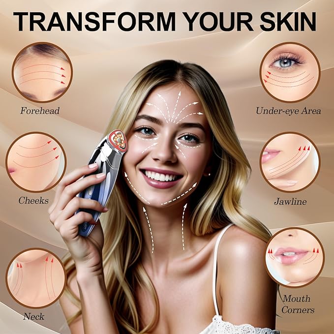 Red Light Therapy Device – Facial Tightening & Anti-Aging LED Tool for Face, Eyes & Jawline –Skin Firming & Wrinkle Smoothing – Handheld Home Beauty Device