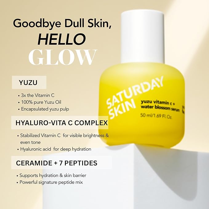 Vitamin C Serum For Face From Yuzu - Brightening Formula With Hyaluronic Acid 7 Peptide Mix And Niacinamide, Deeply Hydrate, Improve Uneven Skin Texture, Vegan, Korean Skin Care (50 ml)