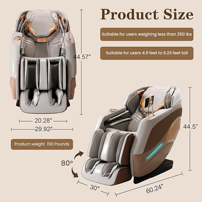 4D Massage Chair Full Body, Zero Gravity SL-Track Shiatsu Massage Chair Recliner, 15 Modes, Airbag Massage, with Heat Body Scan Bluetooth Foot Roller, AI Control