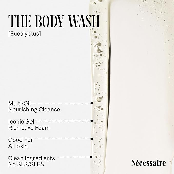 Nécessaire The Body Duo (Eucalyptus) Skincare Gift Set For Women + Men - The Body Wash 16.9oz + The Body Lotion 15.2oz. Multi-Oil Shower Gel Cleanser + Multi-Peptide Body Moisturizer. Non-Comedogenic.